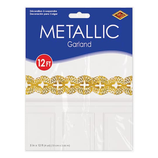 Beistle 12ft. Gold Metallic Garland